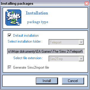 After choosing which package files to include with the lot, click Install to install the lot. The Installing packages dialog appears.